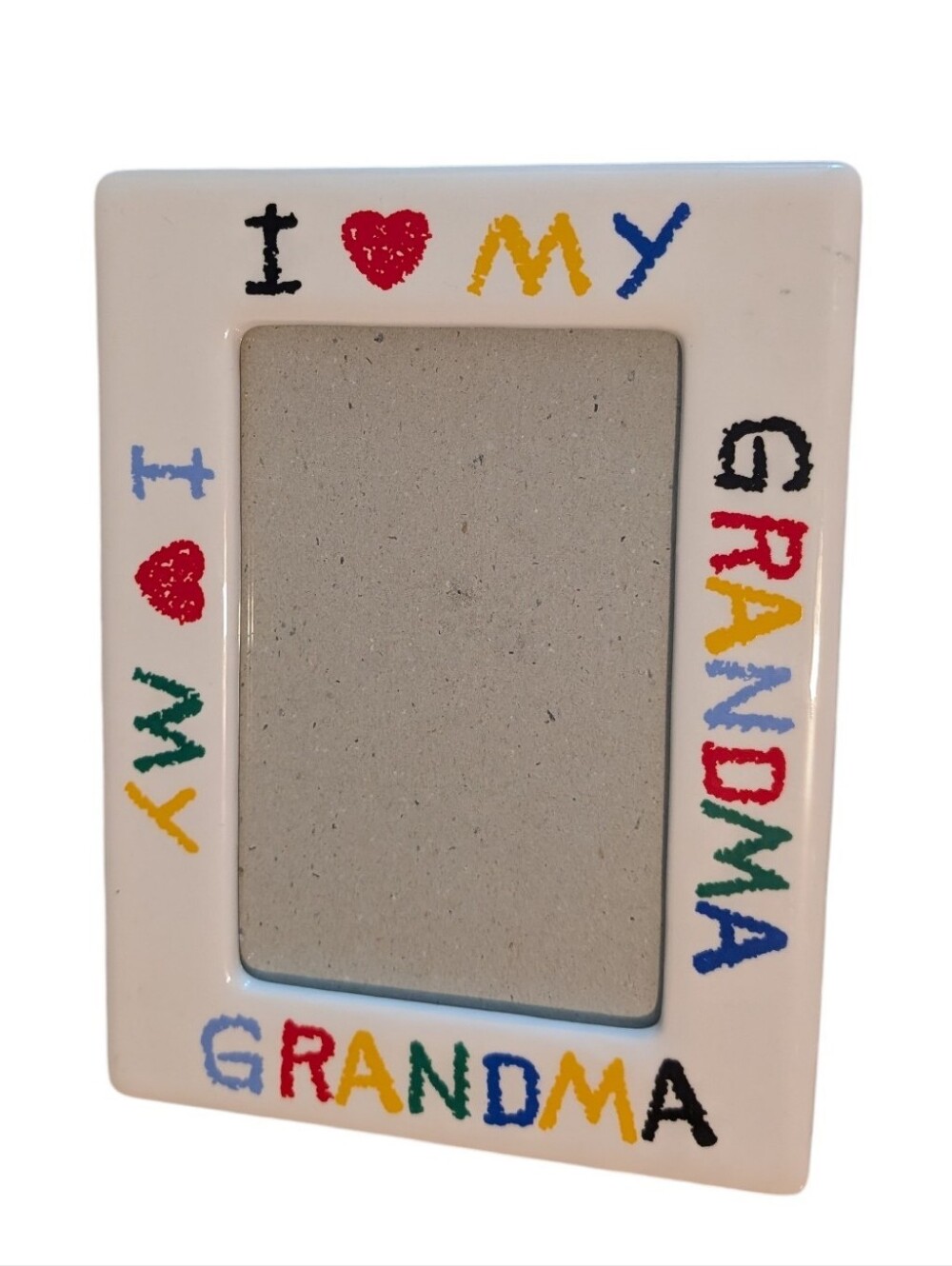 Vintage 80's Colorful "I Love Grandpa" 3.5"x5" Ceramic Tabletop Picture Frame